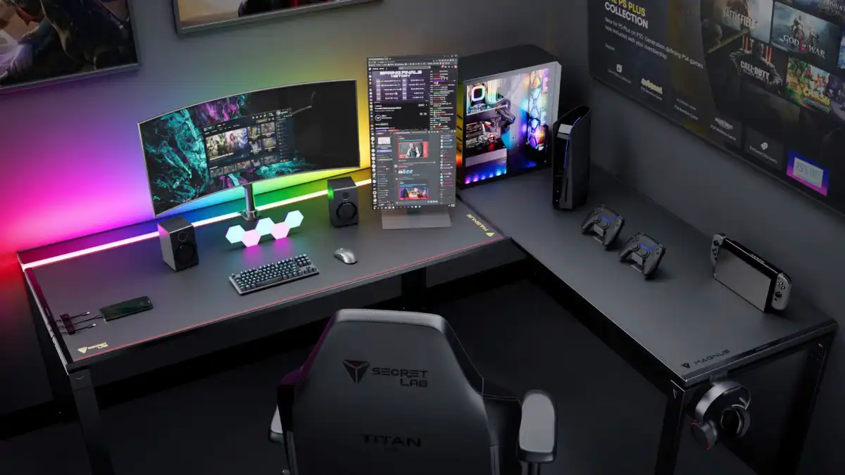A clean, high-performance gaming desk setup highlighting optimization